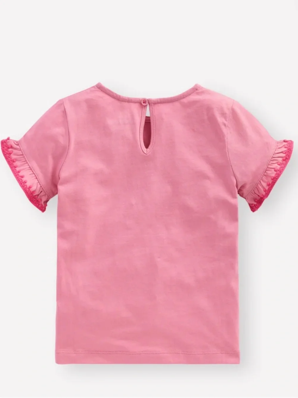 Mini Boden Girls Pink Ruffle Sleeve Tee Short Sleeve Shirt Cute Summer Top 13/14